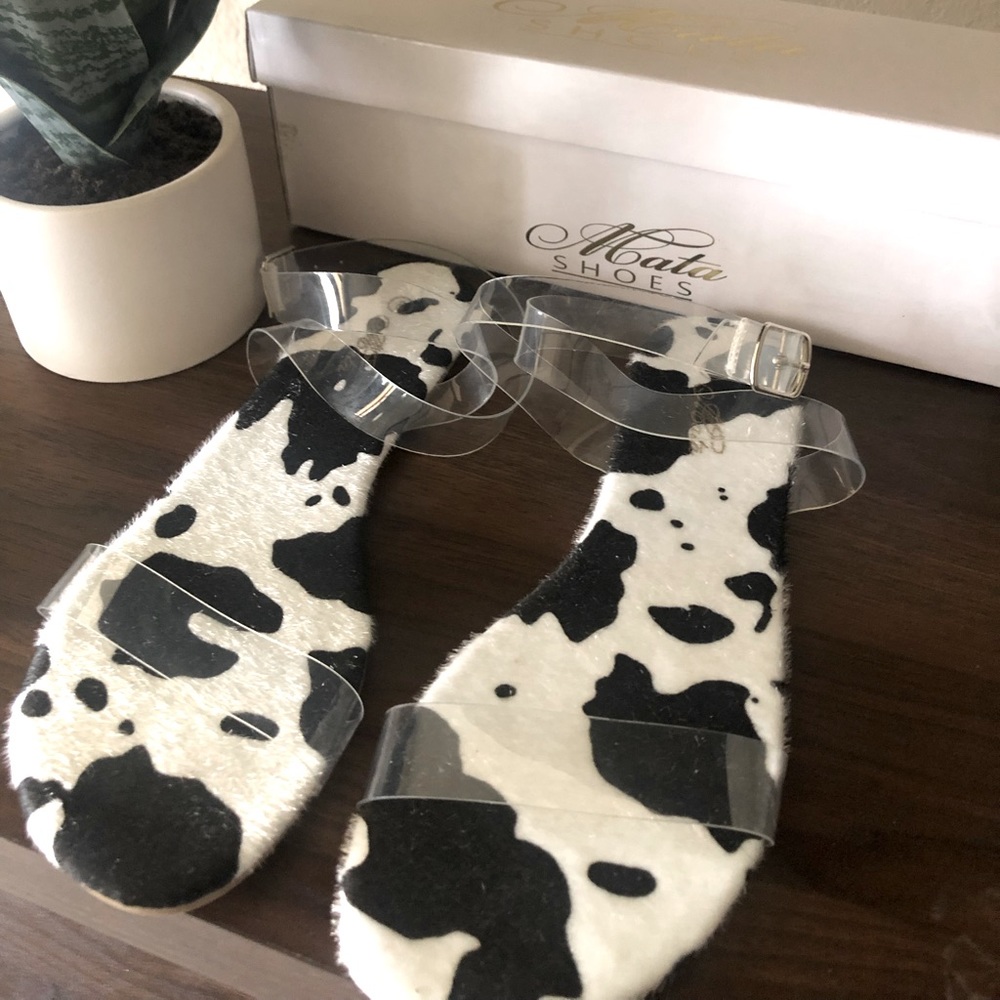 Amy Cow clear strap sandals brand new